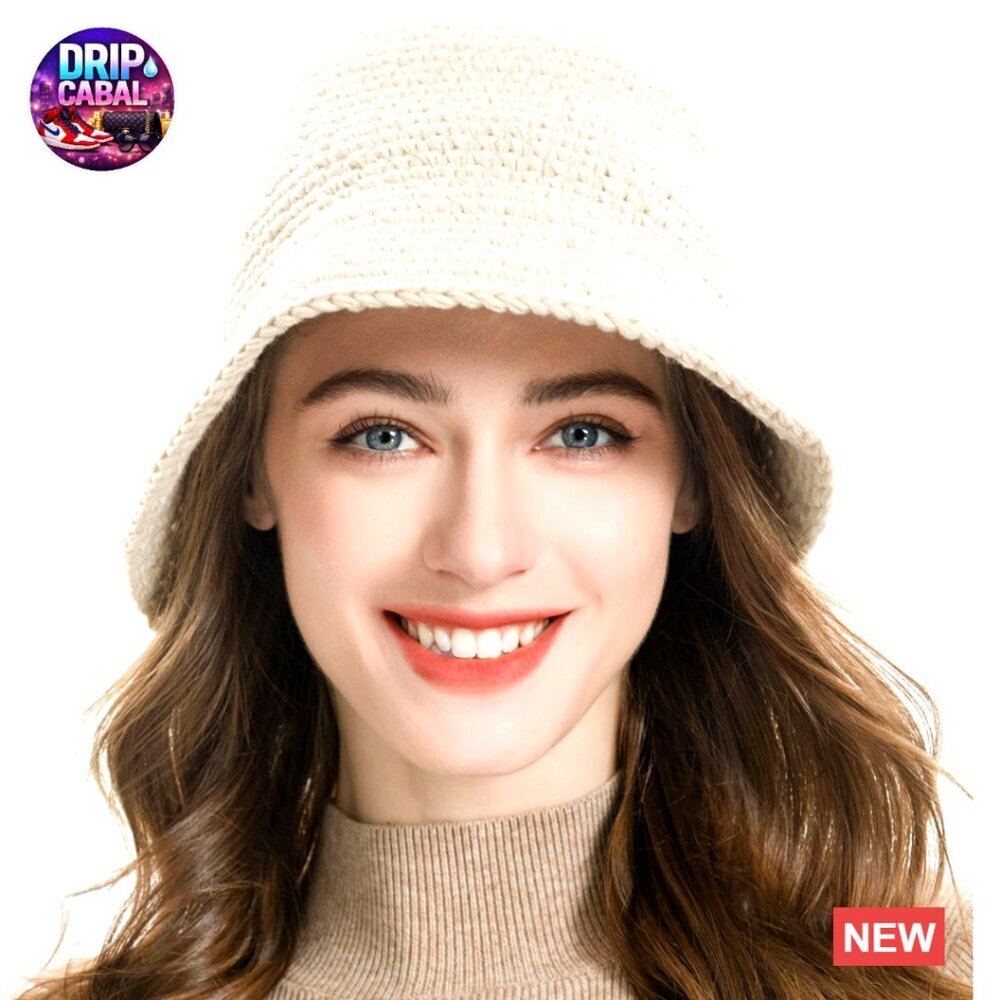 Acrylic Knit Bucket Hat Warm Winter Cloche Cap